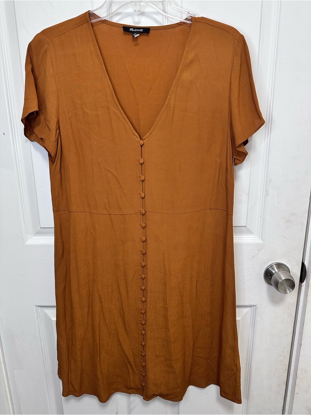 Madewell Rust-Brown V-Neck Dress - Picture 3 of 8